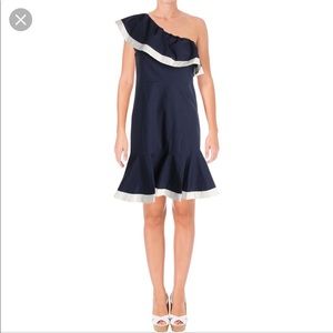 NWT Aqua Ruffle Navy/White Party Dress